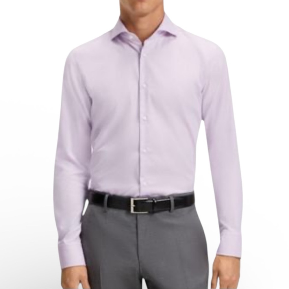 Hugo Boss slim fit lavender dress shirt men’s 42 16.5 designer business formal